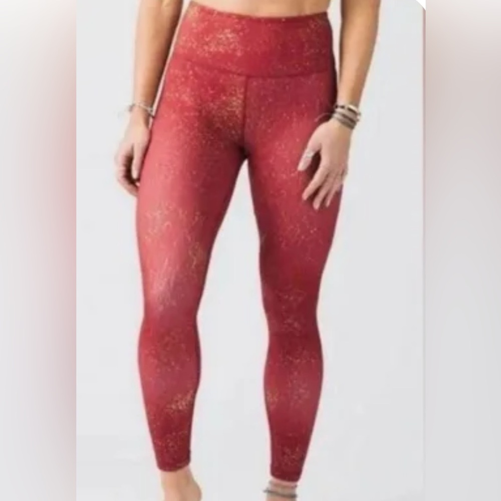 ZYIA red stay gold light n tight hi-rise 7/8 leggings -4-NWT!